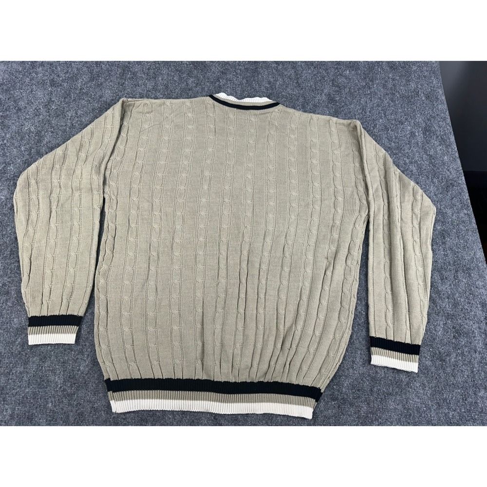 VTG Y2K‎ ROOKY Mens Tan Cable Knit V Neck Sweater XL Golf Sportswear NEW - Picture 8 of 8